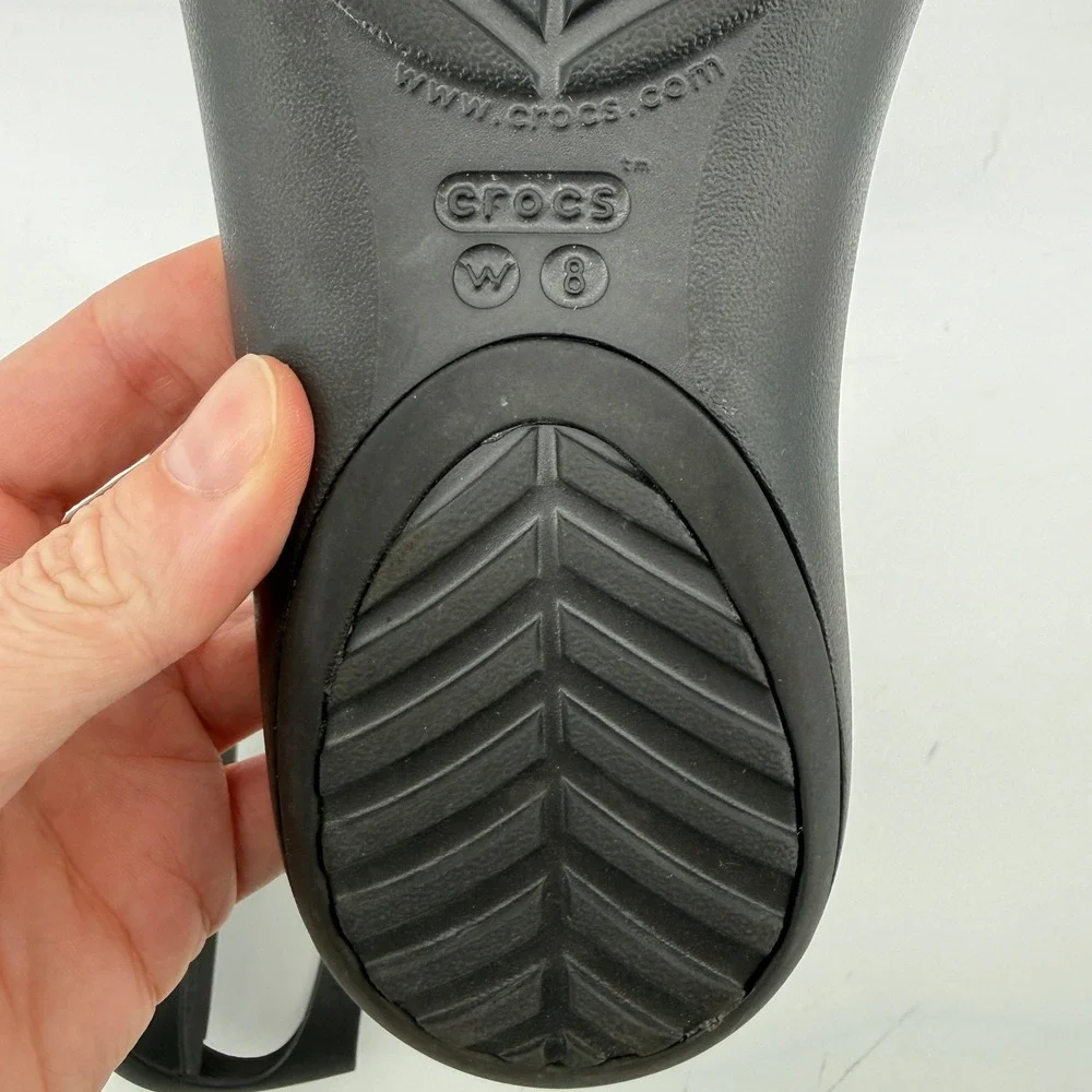 Crocs Serena T-Strap Open Toe Flip Sandal Black Women 8 Slingback Casual